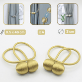 2 pairs (4 pieces - suitable for 2 windows) Magnetic Tie-Backs for Curtains - ACCESSOIRES LEDUC BV